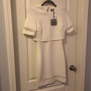White scuba dress w/ sheer cut outs